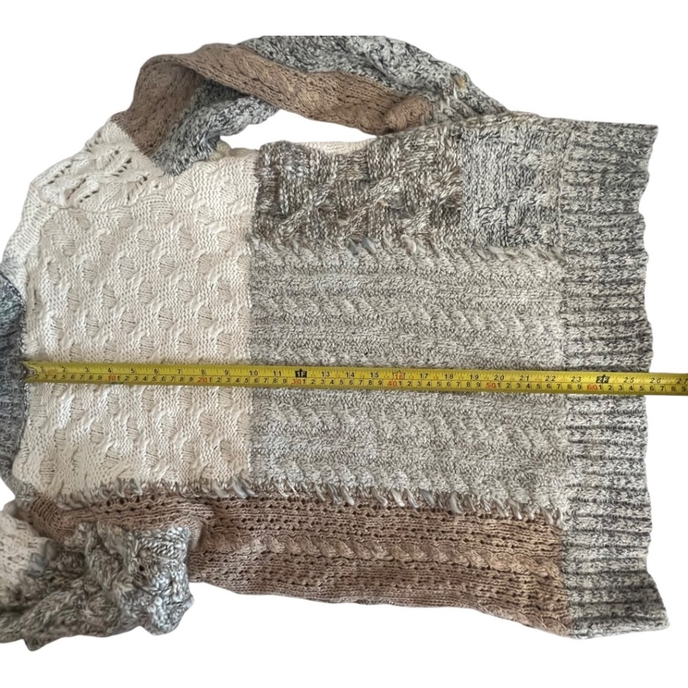 Coldwater Creek Patchwork Turtle Neck Chunky Open… - image 7